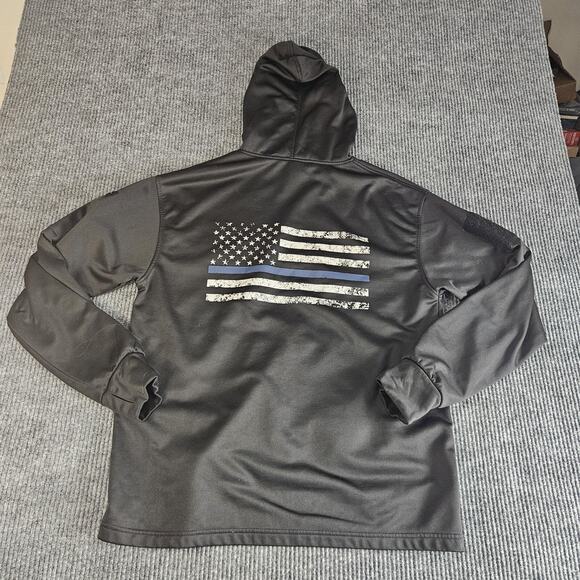 Rothco Hoodie Sweatshirt Mens Large Black Thin Blue Line Flag Pullover Tactical - Picture 1 of 9